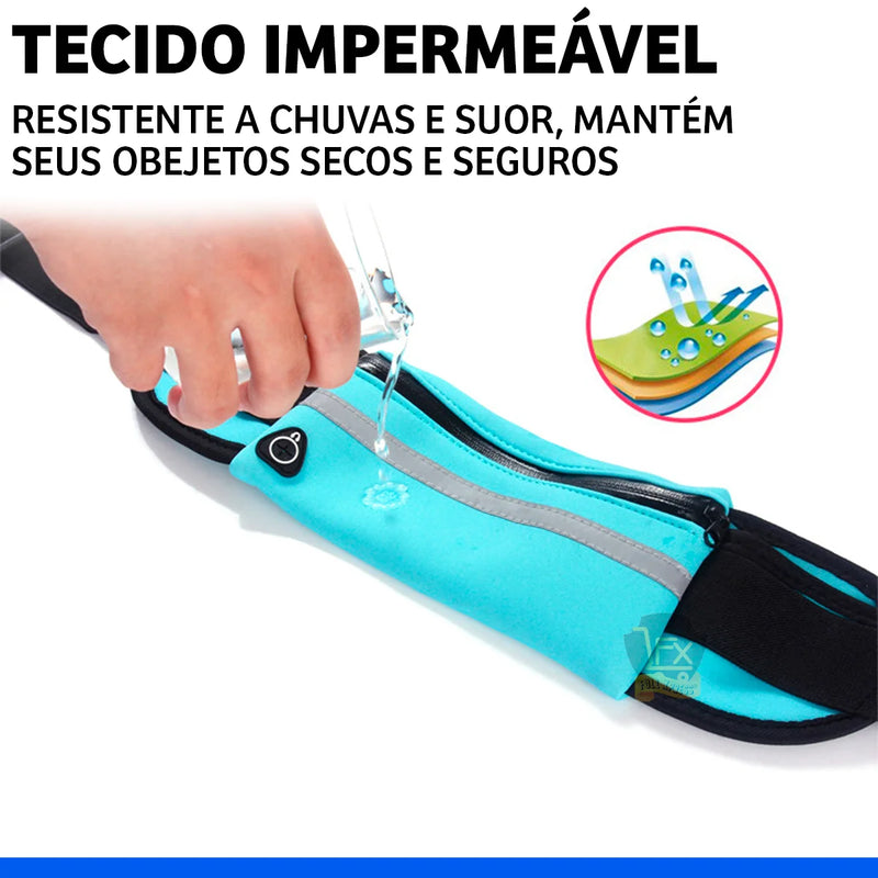 Pochete Esportiva Preta – Porta Celular, Garrafa e Utensílios para Corrida